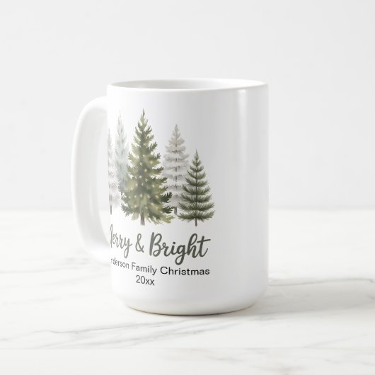 そしてメリー明るいクリスマスツリー家族の形見 コーヒーマグカップ (正面左)