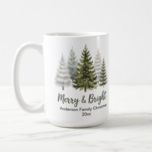 そしてメリー明るいクリスマスツリー家族の形見 コーヒーマグカップ (左)
