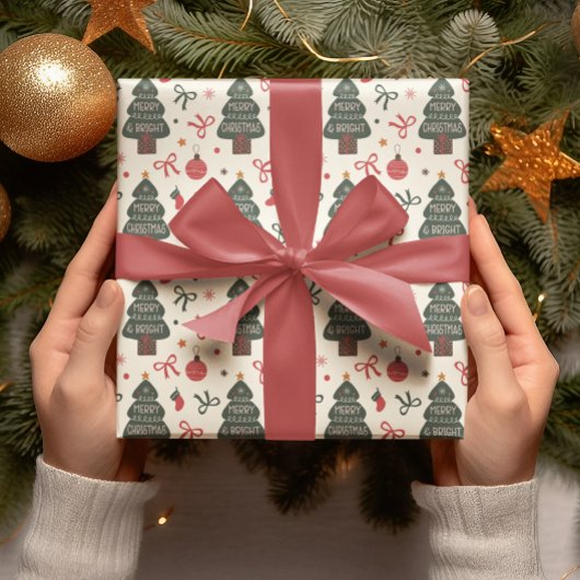 そしてメリー明るいクリスマスツリー ラッピングペーパー