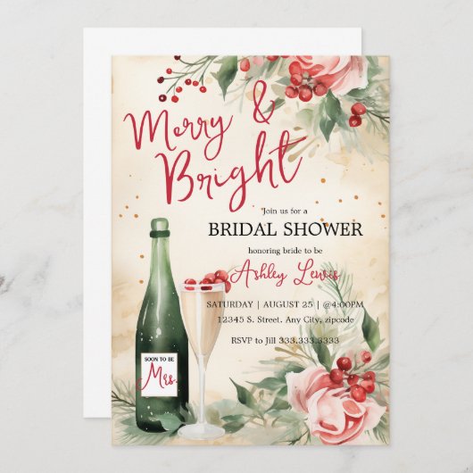 そしてメリー明るいクリスマスブライダルシャワーブランチ 招待状 (正面/裏面)