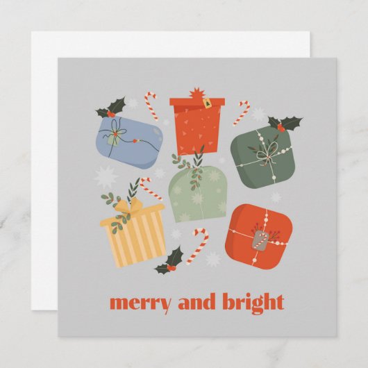 そしてメリー明るいクリスマスプレゼントの箱 シーズンカード (正面/裏面)