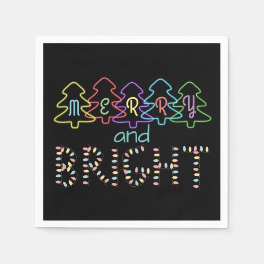 そしてメリー明るいクリスマスライト スタンダードカクテルナプキン (正面)