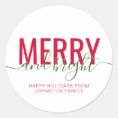 そしてメリー明るいクリスマス休暇の白 ラウンドシール (正面)