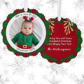 そしてメリー明るいクリスマス写真の赤い緑の格子縞が オーナメントカード