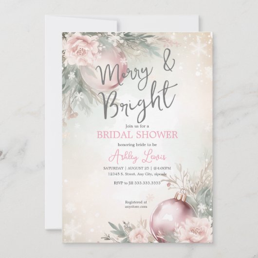 そしてメリー明るいクリスマス装飾ブライダルシャワー 招待状 (正面)
