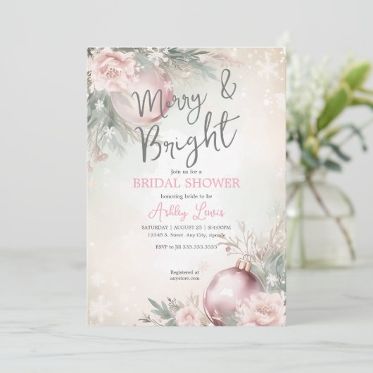 そしてメリー明るいクリスマス装飾ブライダルシャワー 招待状 (スタンド正面)
