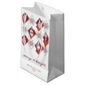 そしてメリー明るいクリスマス赤い雪の結晶の休日 スモールペーパーバッグ (正面アングル)