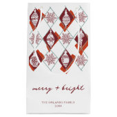 そしてメリー明るいクリスマス赤い雪の結晶の休日 スモールペーパーバッグ (正面)