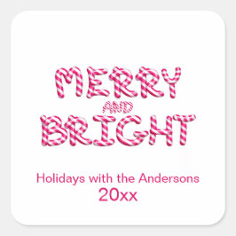 そしてメリー明るいクリスマス・キャンディ・ケーン・レッド スクエアシール