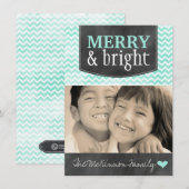 そしてメリー明るいシェブロンのクリスマスフォトカード シーズンカード (正面/裏面)