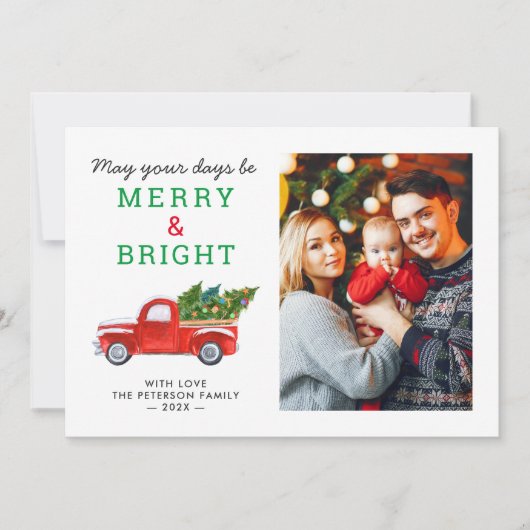 そしてメリー明るいシンプルクリスマス・トラック シーズンカード (正面)