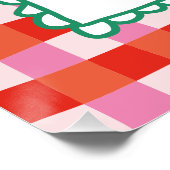 そしてメリー明るいパーソナライズされたギンガムレッド&ピンク ポスター (コーナー)