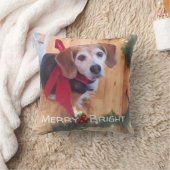 そしてメリー明るいビーグル犬の赤い弓のクリスマス クッション (ブランケット)