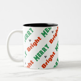 そしてメリー明るいフェスティバルの赤い緑の白いクリスマス ツートーンマグカップ