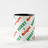 そしてメリー明るいフェスティバルの赤い緑の白いクリスマス ツートーンマグカップ (中央)