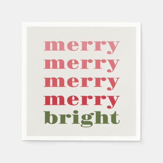 そしてメリー明るいミニマル緑の聖降誕祭 スタンダードカクテルナプキン (正面)