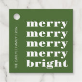 そしてメリー明るいミニマル緑の聖降誕祭 フェイバータグ (正面)