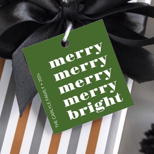 そしてメリー明るいミニマル緑の聖降誕祭 フェイバータグ