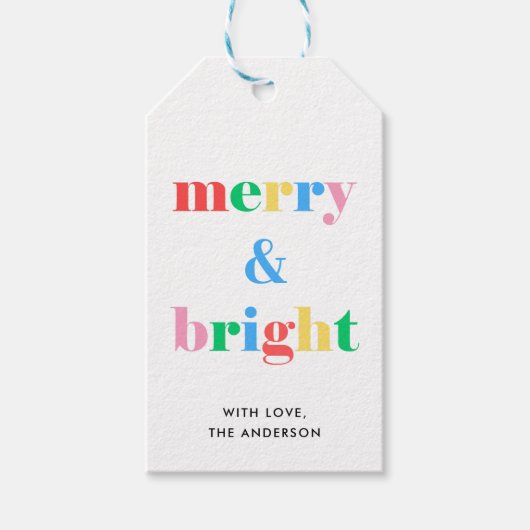 そしてメリー明るいモダンクリカラフルスマス ギフトタグ (正面)