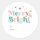 そしてメリー明るいモダンクリカラフルスマス ラウンドシール (正面)