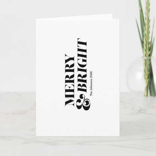 そしてメリー明るいモダンクリスマスタイポグラフィ カード (正面)