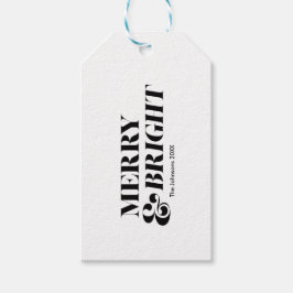 そしてメリー明るいモダンクリスマスタイポグラフィ ギフトタグ