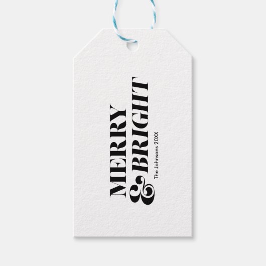 そしてメリー明るいモダンクリスマスタイポグラフィ ギフトタグ (正面)