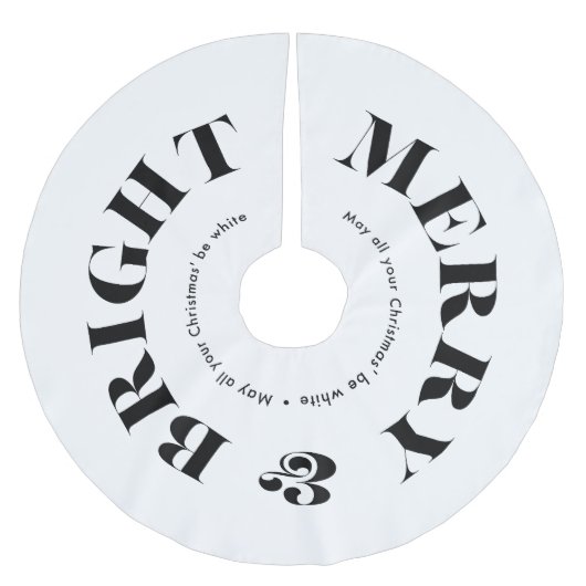 そしてメリー明るいモダンクリスマスタイポグラフィ ブラッシュドポリエステルツリースカート (正面)