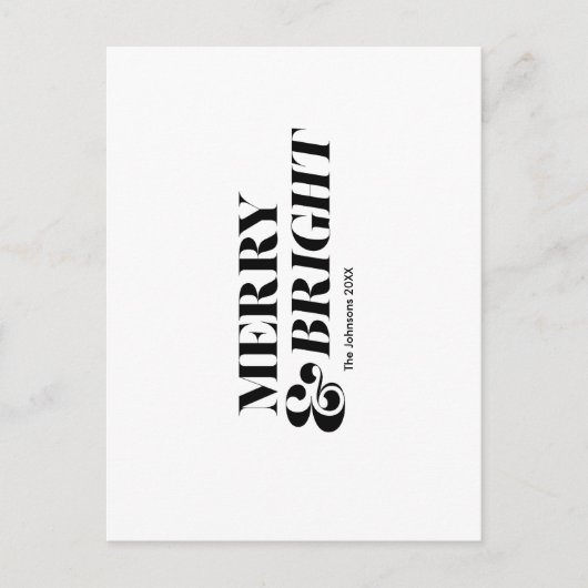 そしてメリー明るいモダンクリスマスタイポグラフィ ポストカード (正面)