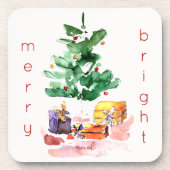 そしてメリー明るいモダンクリスマスツリー コースター (正面)