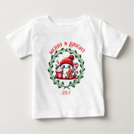 そしてメリー明るいモダンクリスマスTシャツ ベビーTシャツ