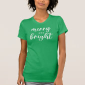 そしてメリー明るいモダン緑の女性のクリスマス Tシャツ (正面)