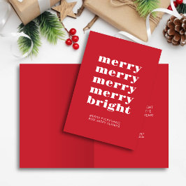 そしてメリー明るいモダン赤のミニマルクリスマス シーズンカード
