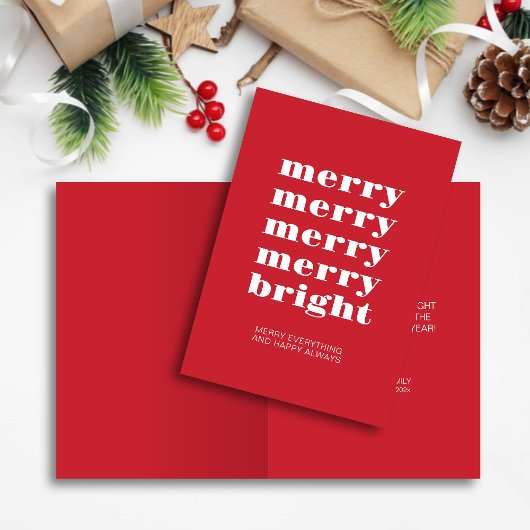 そしてメリー明るいモダン赤のミニマルクリスマス シーズンカード