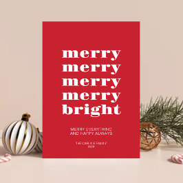 そしてメリー明るいモダン赤のミニマルクリスマス シーズンカード