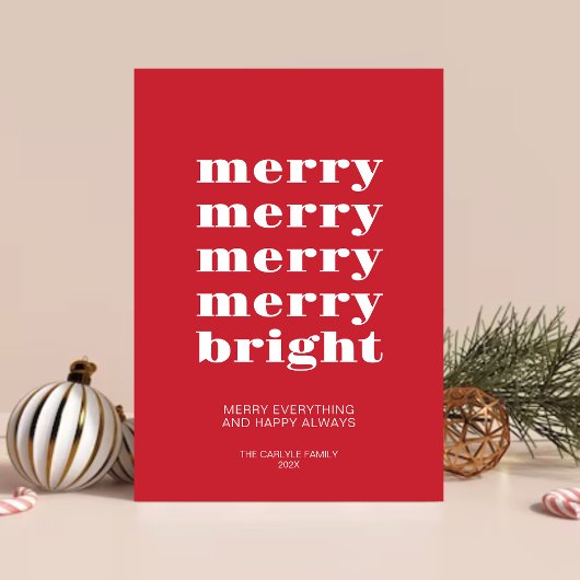 そしてメリー明るいモダン赤のミニマルクリスマス シーズンカード