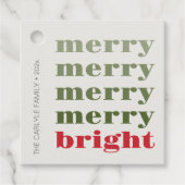 そしてメリー明るいモダン赤のミニマルクリスマス フェイバータグ (正面)