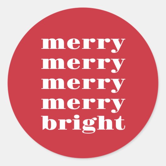 そしてメリー明るいモダン赤のミニマルクリスマス ラウンドシール (正面)
