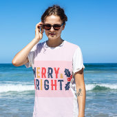 そしてメリー明るいモダン赤の女性の聖降誕祭 Tシャツ