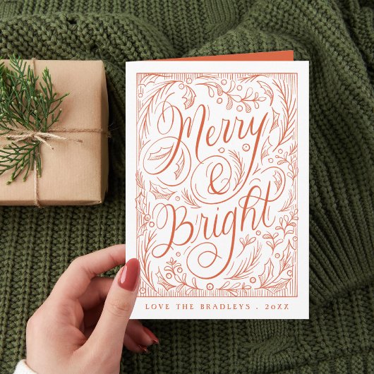 そしてメリー明るいレタリングのクリスマス シーズンカード