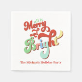 そしてメリー明るいレトロのクリスマス スタンダードカクテルナプキン (正面)