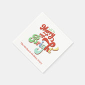 そしてメリー明るいレトロのクリスマス スタンダードカクテルナプキン (角)