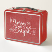 そしてメリー明るいヴィンテージアンティーククリスマス メタルランチボックス (正面)
