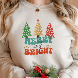 そしてメリー明るい休日のクリスマスツリー スウェットシャツ