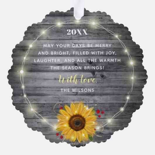 そしてメリー明るい写真のひま素朴わりクリスマス オーナメントカード (裏面)