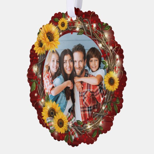 そしてメリー明るい写真のひま素朴わりクリスマス オーナメントカード (左)