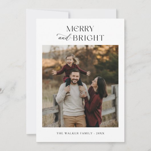 そしてメリー明るい喜び家族の写真クリスマス シーズンカード (正面)