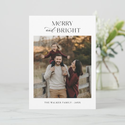 そしてメリー明るい喜び家族の写真クリスマス シーズンカード (スタンド正面)