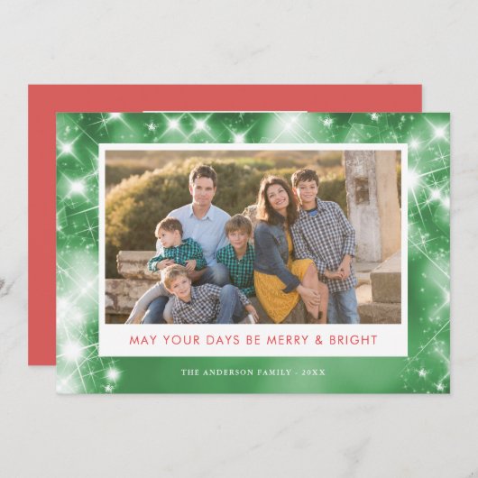 そしてメリー明るい星 | 2枚のフォトクリスマス シーズンカード (正面/裏面)