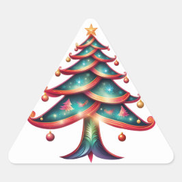 そしてメリー明るい木 三角形シール